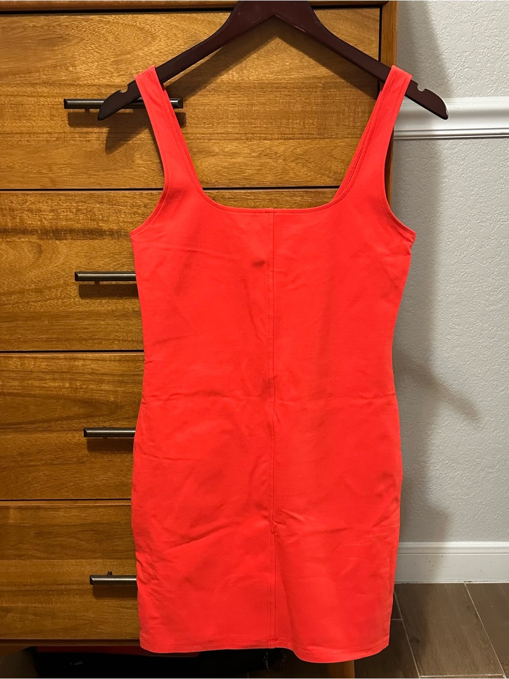 ALO Yoga Coral Red Scoop-Neck Mini Dress